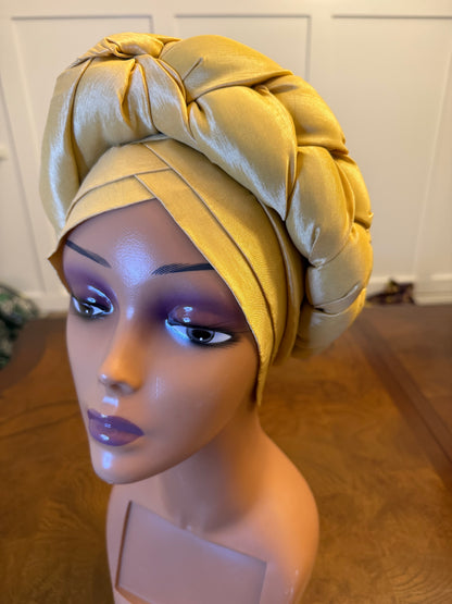 African Double Patterned Afro Abeke Turban/Hat/Cap