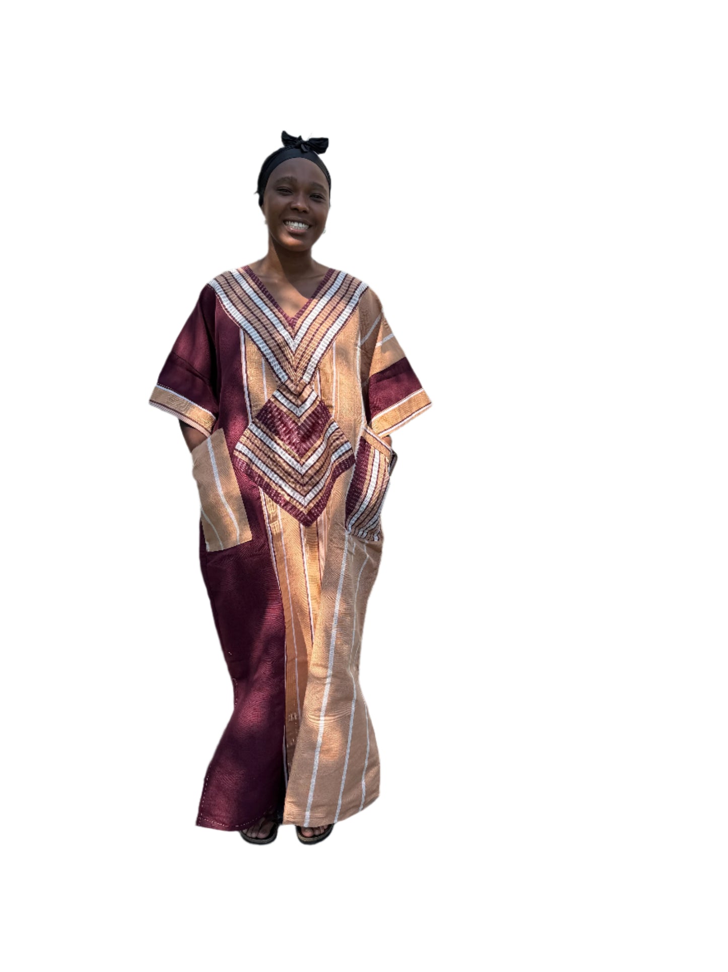 Special African Traditional Woven Aso-Oke/Kente Boubou Maxi Dress
