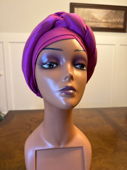 African Double Patterned Afro Abeke Turban/Hat/Cap