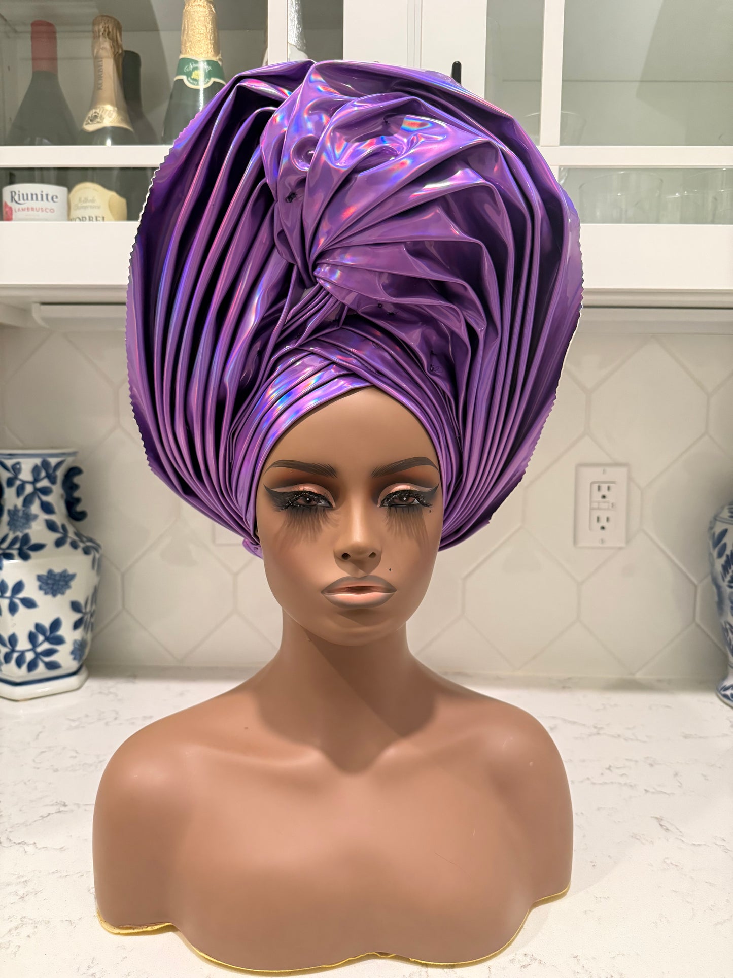 African Unique Liquid Metallic Auto Gele 1p