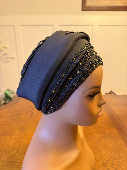 African 2/3 in 1p Hand Beaded luxury Turban