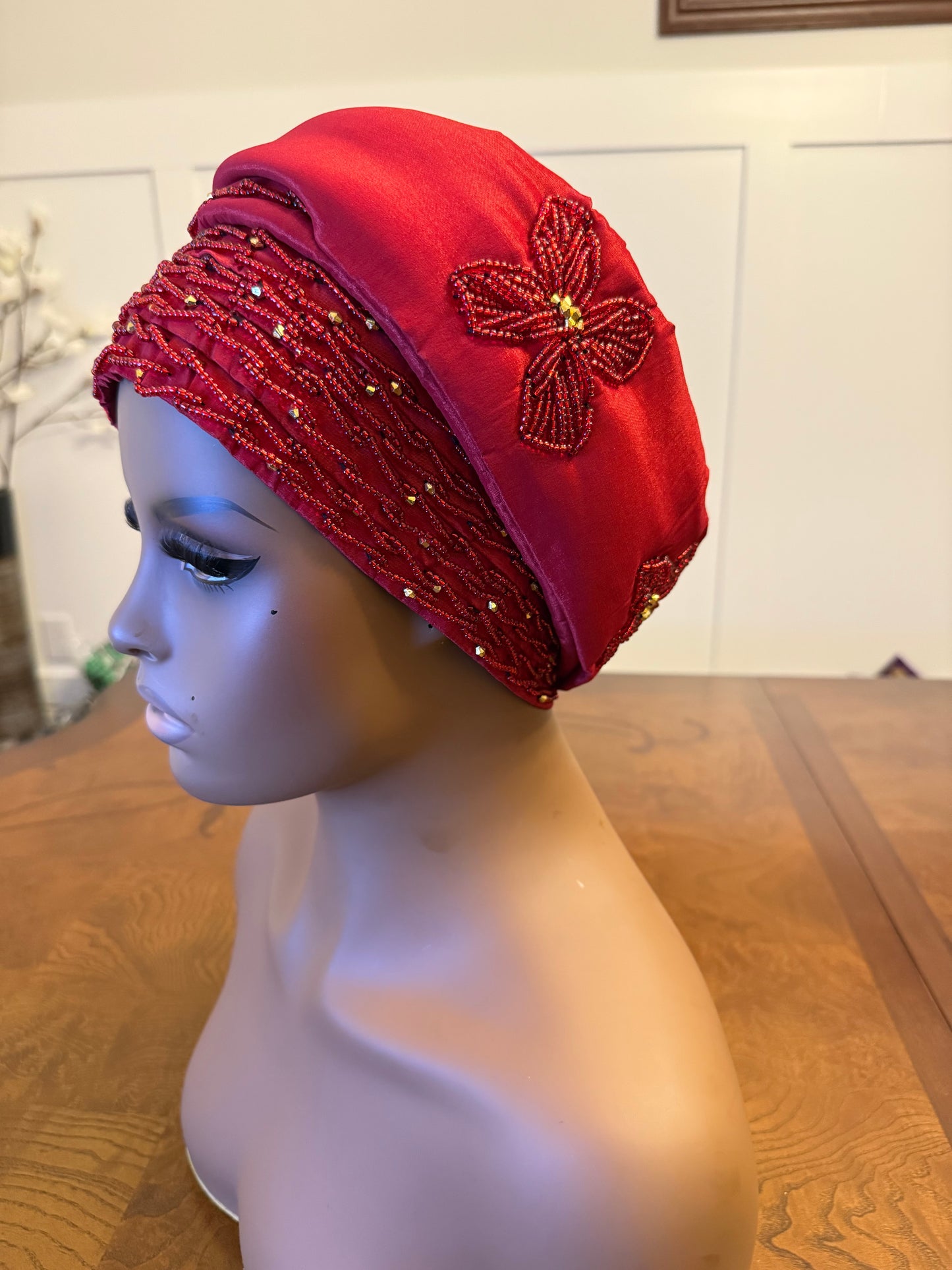 African 2/3 in 1p Hand Beaded luxury Turban
