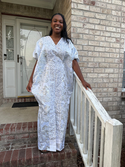 Luxury Afro Talia Damask Brocade Boubou Maxi Dress