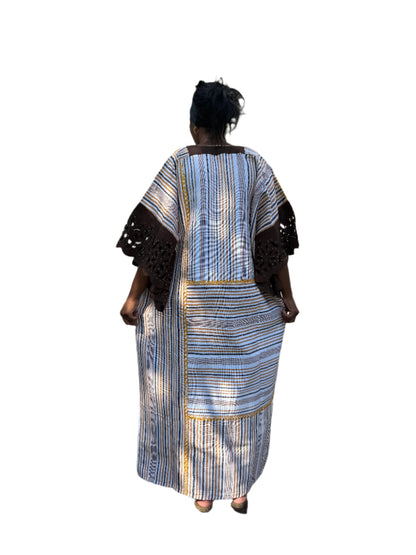 Special African Traditional Woven Aso-Oke/Kente Boubou Maxi Dress