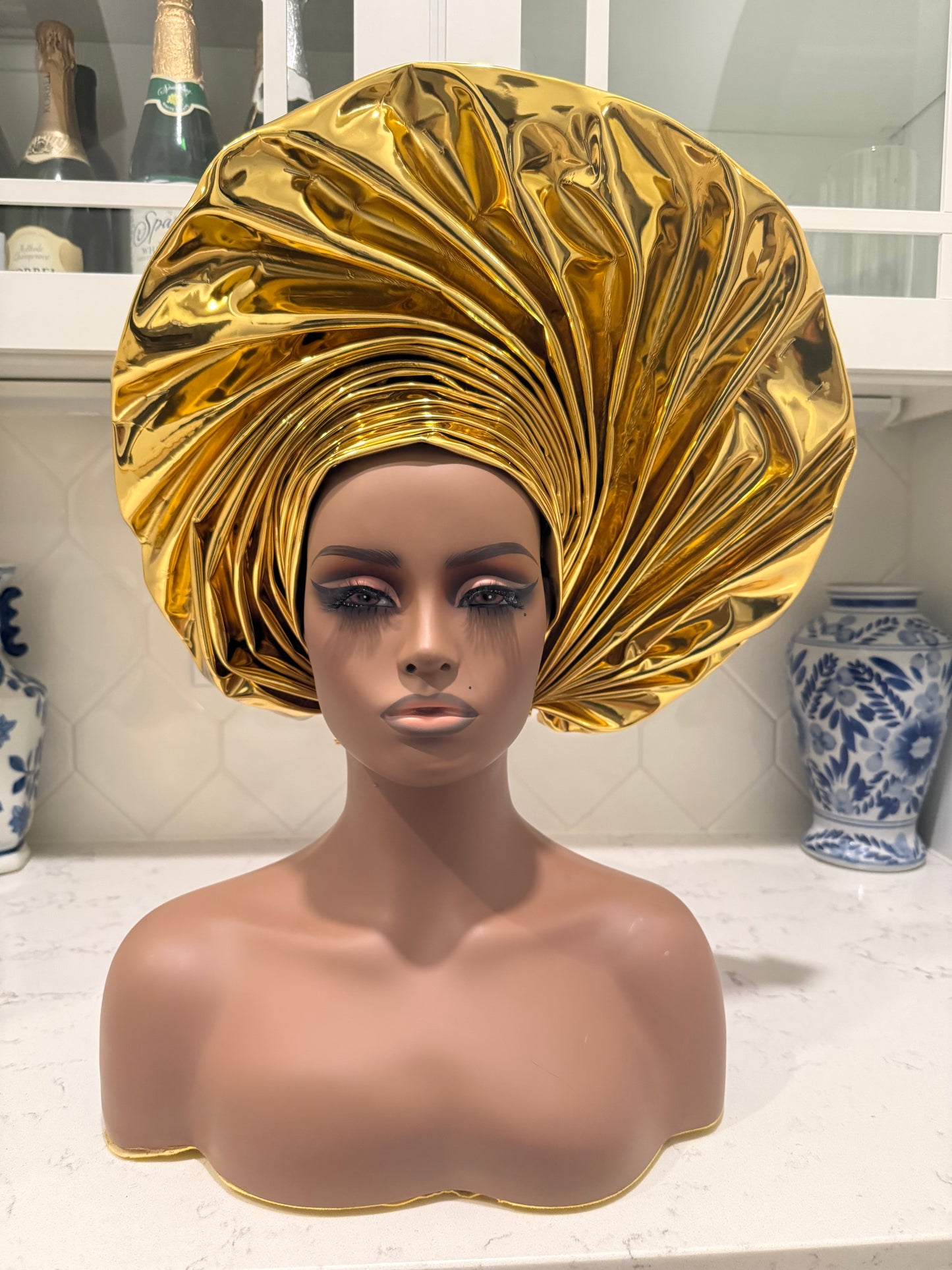 African Unique Liquid Metallic Auto Gele 1p