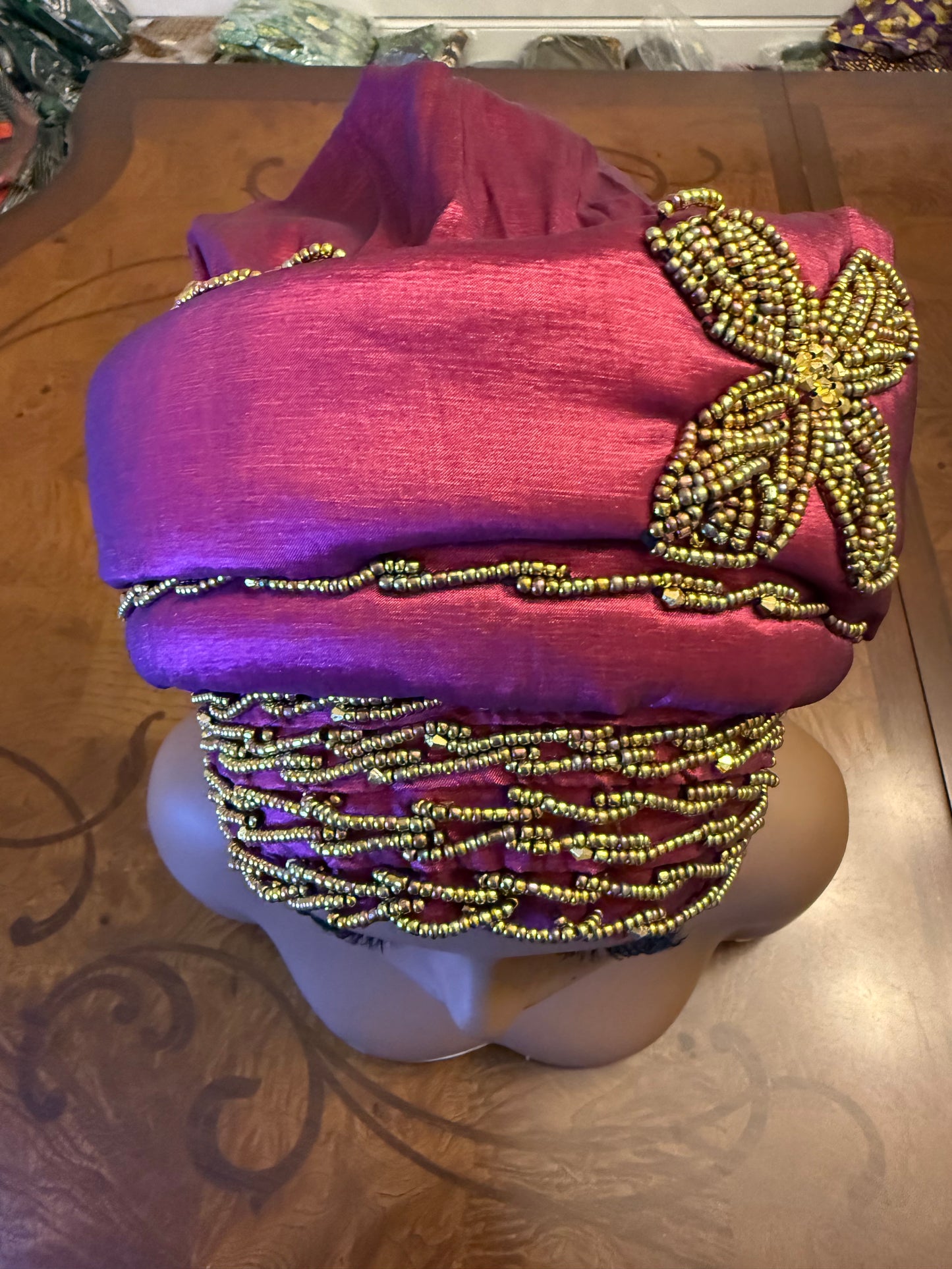 African 2/3 in 1p Hand Beaded luxury Turban