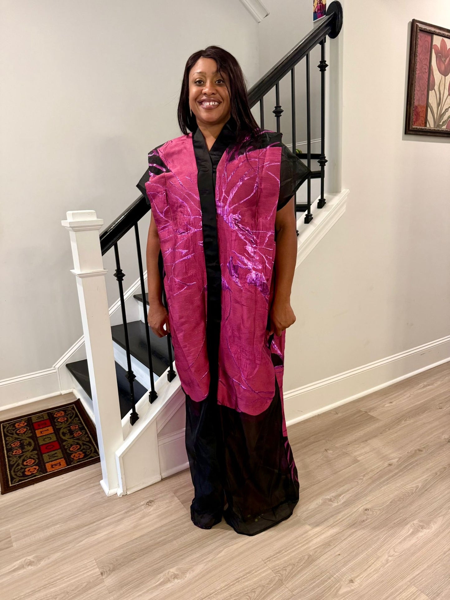 Luxury African Modern European Organza Brocade Bubu/Boubou Maxi Dress with Inner wear