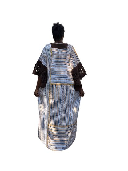 Special African Traditional Woven Aso-Oke/Kente Boubou Maxi Dress