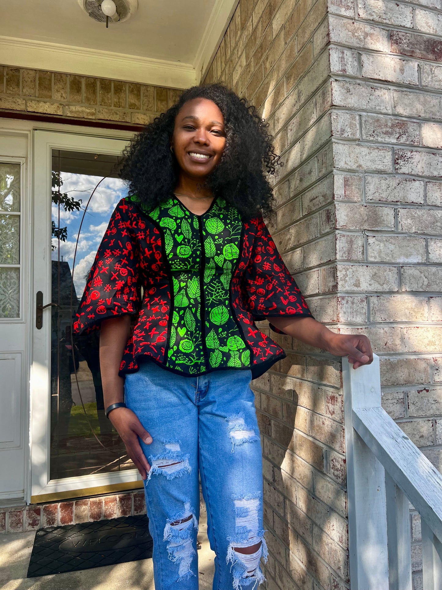 African Prints Ankara Fitted Tops/Blouse Afro American Outfits