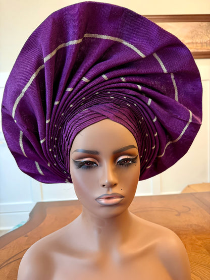 Traditional African Bridal Headgear/Head Tie Aso-Oke/Kente Auto Gele 2p Set Gele and Ipele