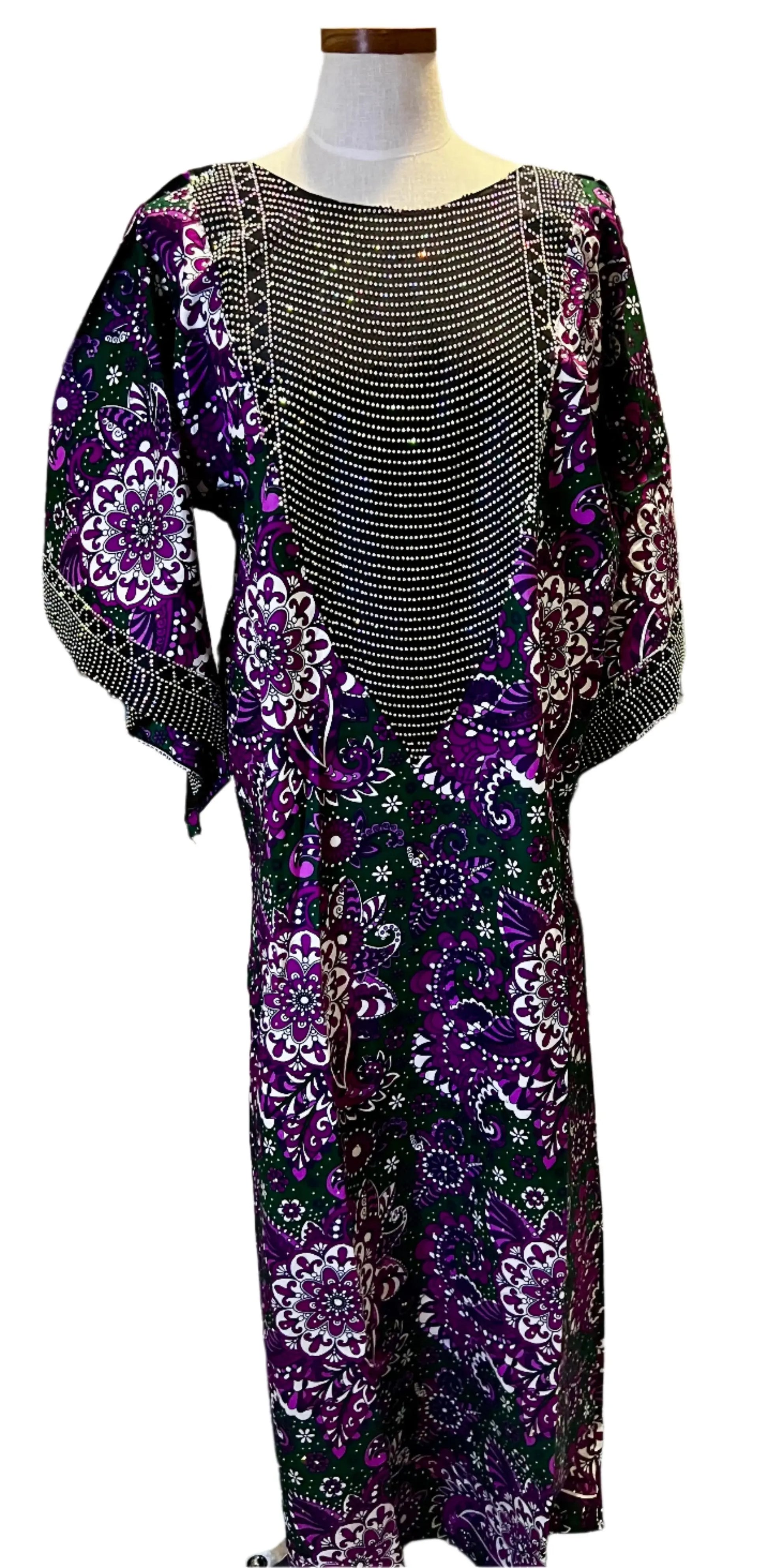 Ankara Kaftan with Stones Afro American Outfits