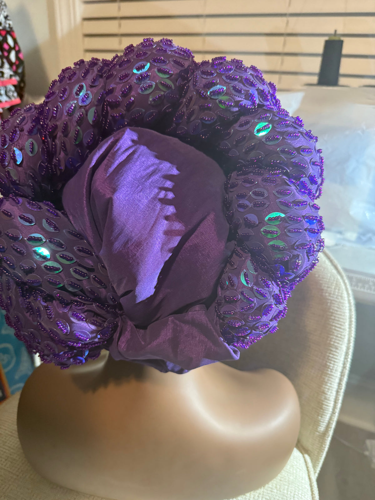 African 2p Hand Beaded luxury Turban