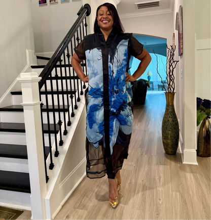 Luxury African Modern European Organza Brocade Bubu/Boubou Maxi Dress with Inner wear