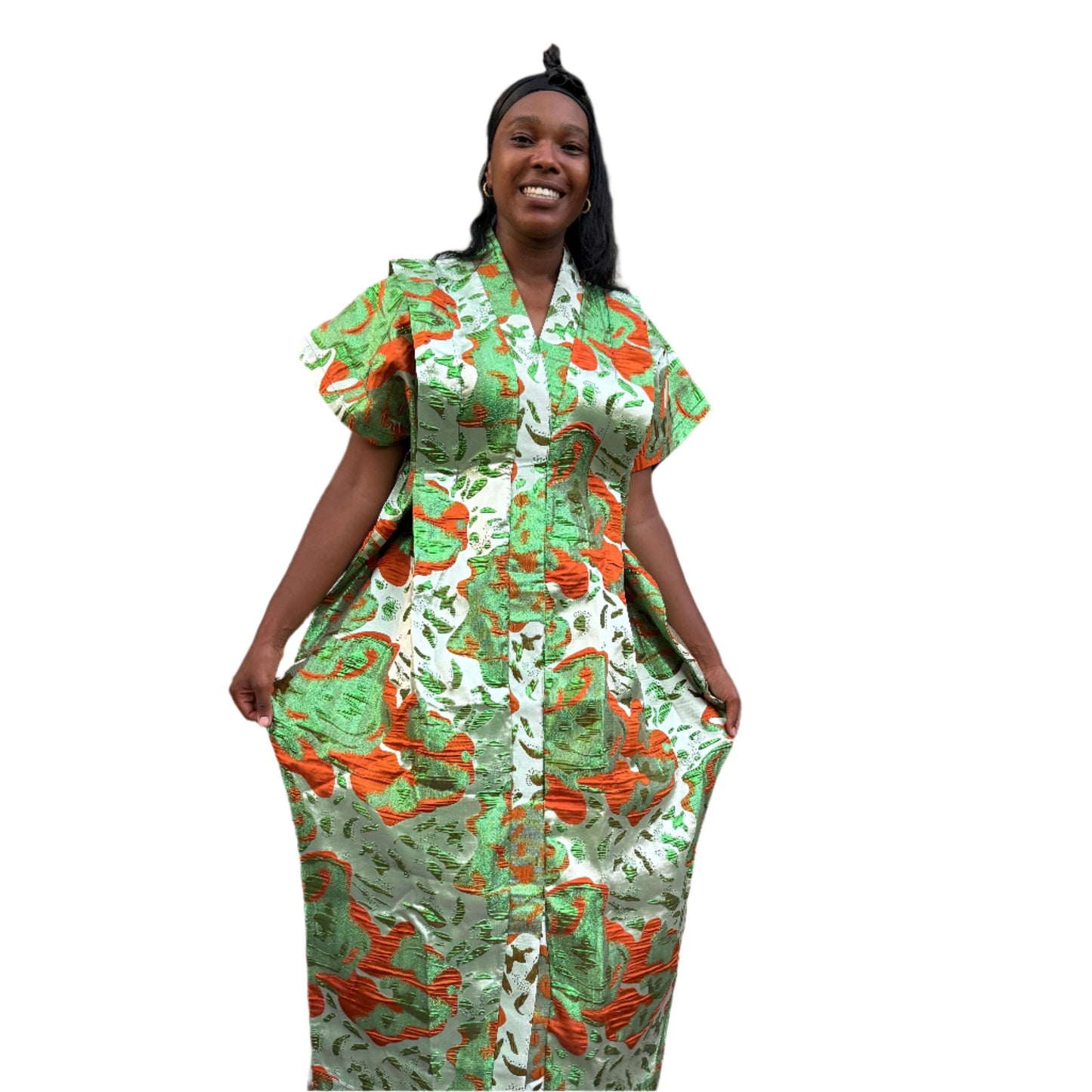Luxury Rich Aunty Damask Brocade Bubu/Boubou Dress