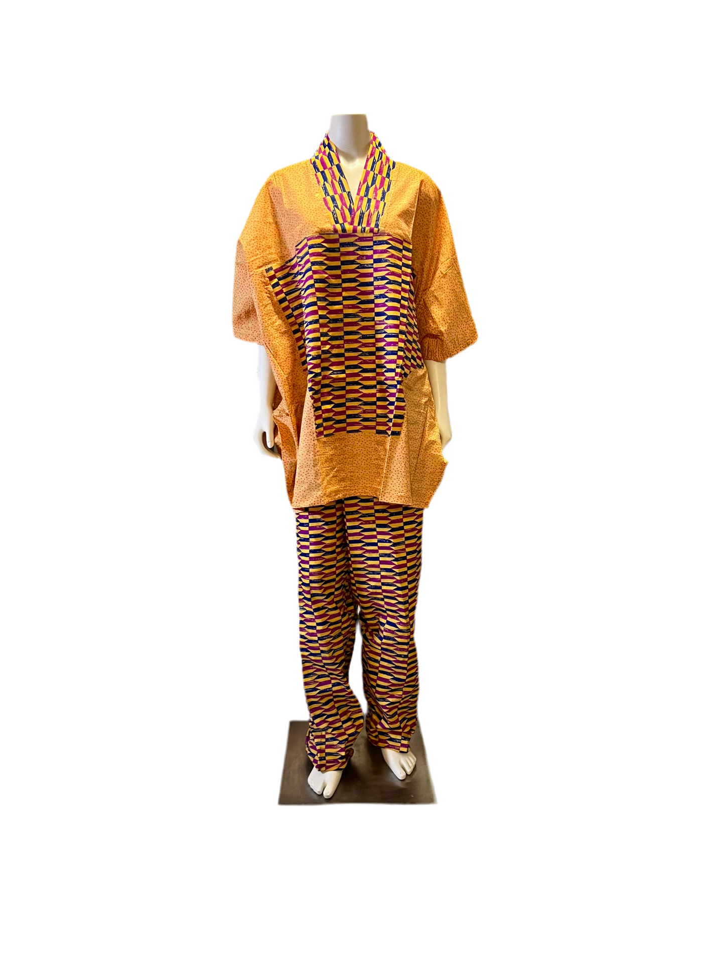 Afro Kente Gold Buga Pant Set Afro American Outfits
