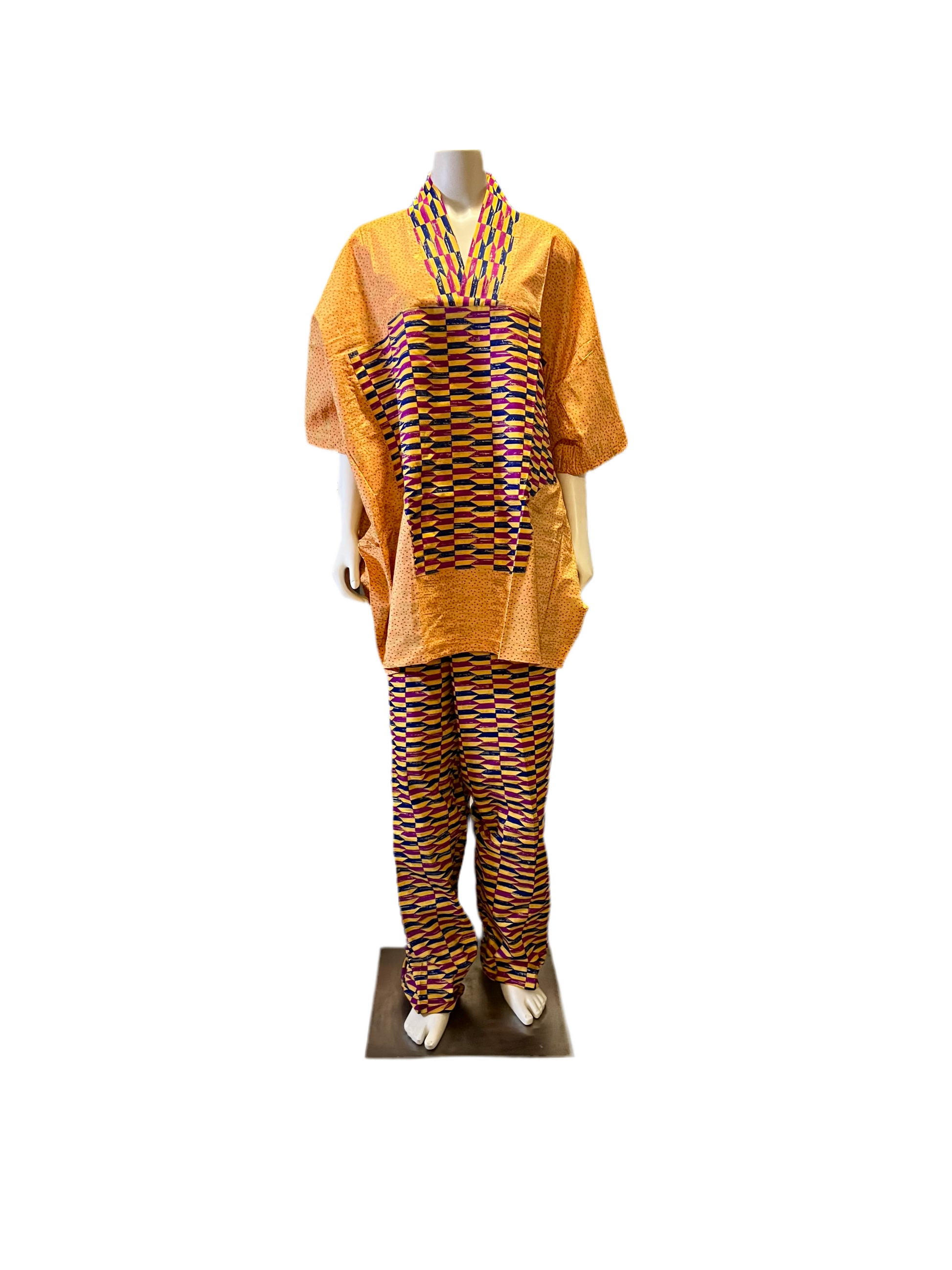 Afro Kente Gold Buga Pant Set Afro American Outfits