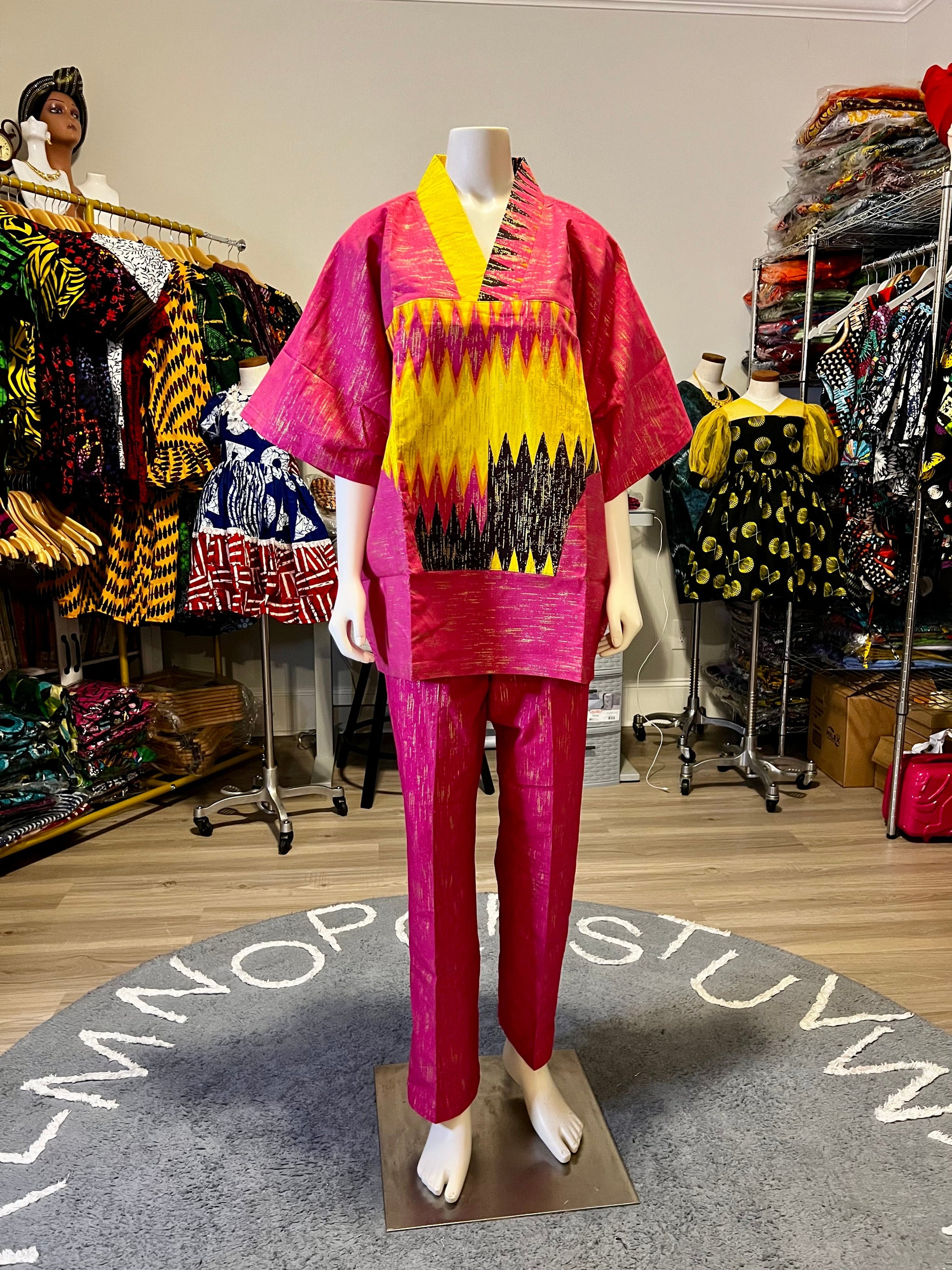 Afro Kente Gold Buga Pant Set Afro American Outfits
