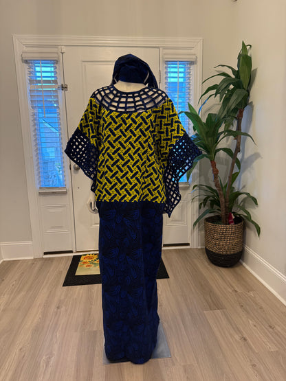 African Ankara Wax Print Basket Sleeve Dress