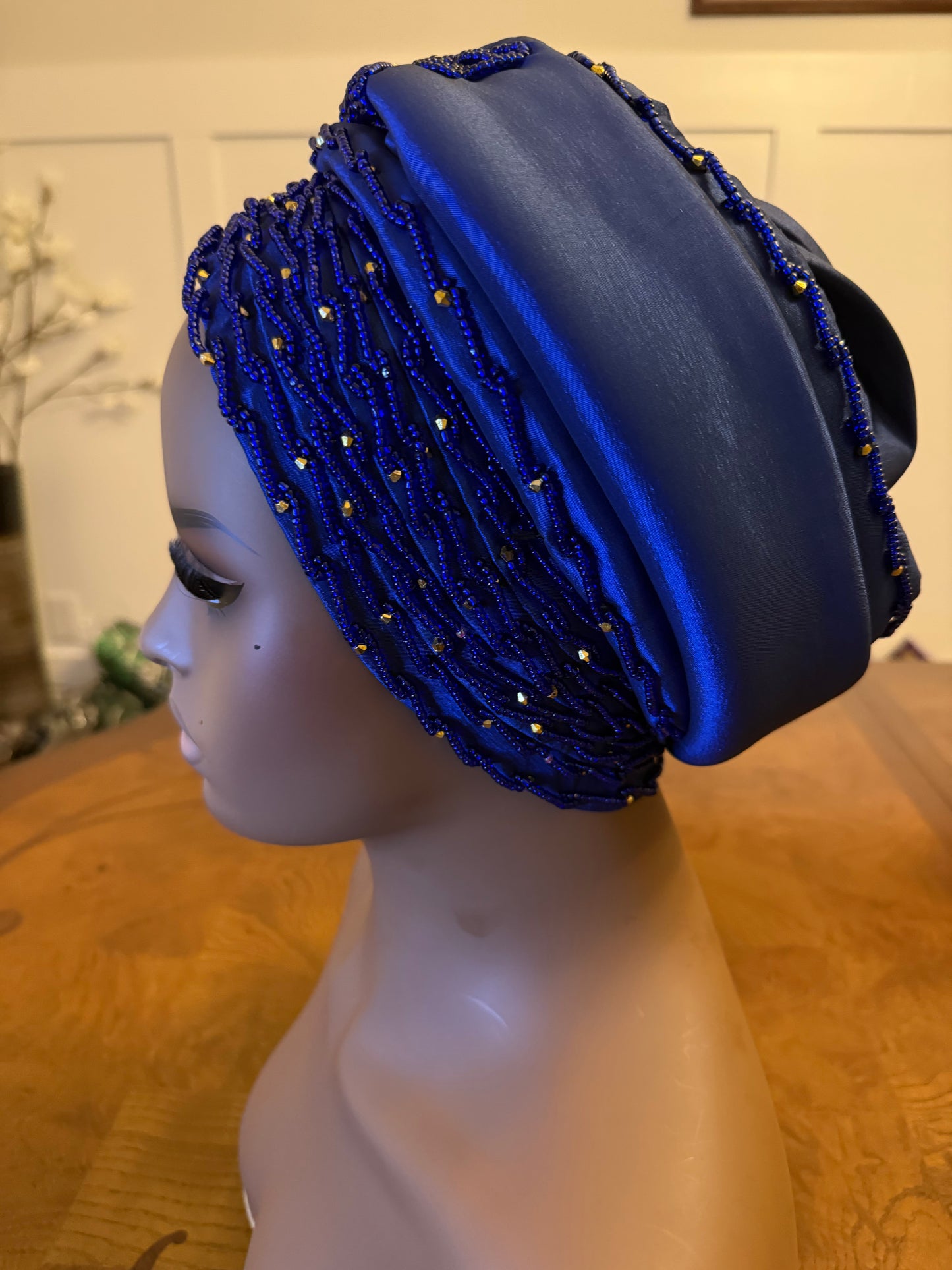 African 2/3 in 1p Hand Beaded luxury Turban