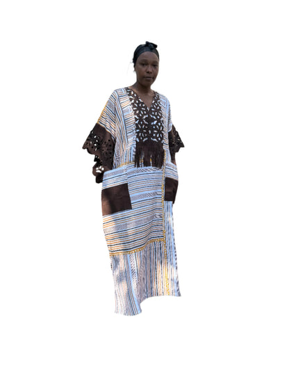Special African Traditional Woven Aso-Oke/Kente Boubou Maxi Dress