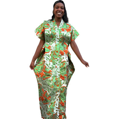 African Unique Rich Aunty Damask Brocade Boubou/Maxi Dress Buga Style
