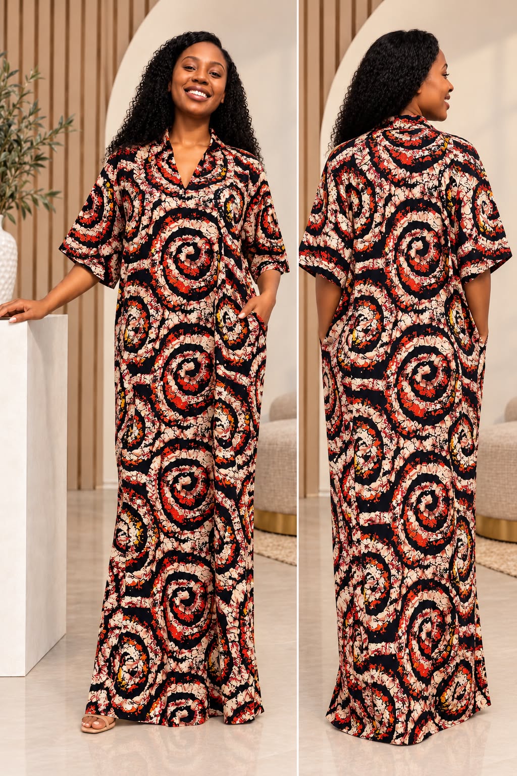Modern African Ankara Wax Print Hoodie Dress with Glittery stone Embellishments