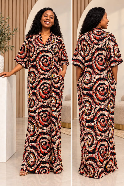 Modern African Ankara Wax Print Hoodie Dress with Glittery stone Embellishments
