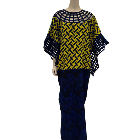 African Ankara Wax Print Basket Sleeve Dress