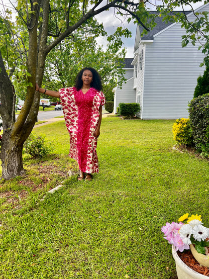African Unique Damask Brocade with Sequins Boubou/Maxi Dress