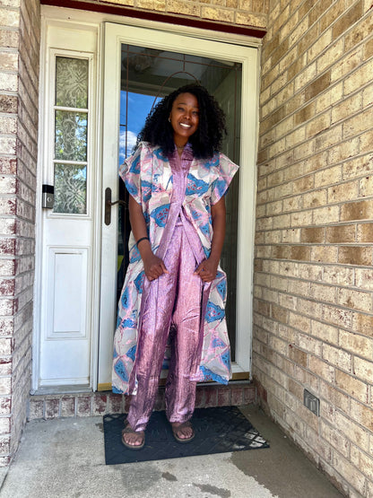 Afro Chic African Luxury Jacquard Brocade Beaded 2p Pant Set Afro American Outfits