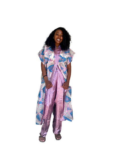 Afro Chic African Luxury Jacquard Brocade Beaded 2p Pant Set Afro American Outfits