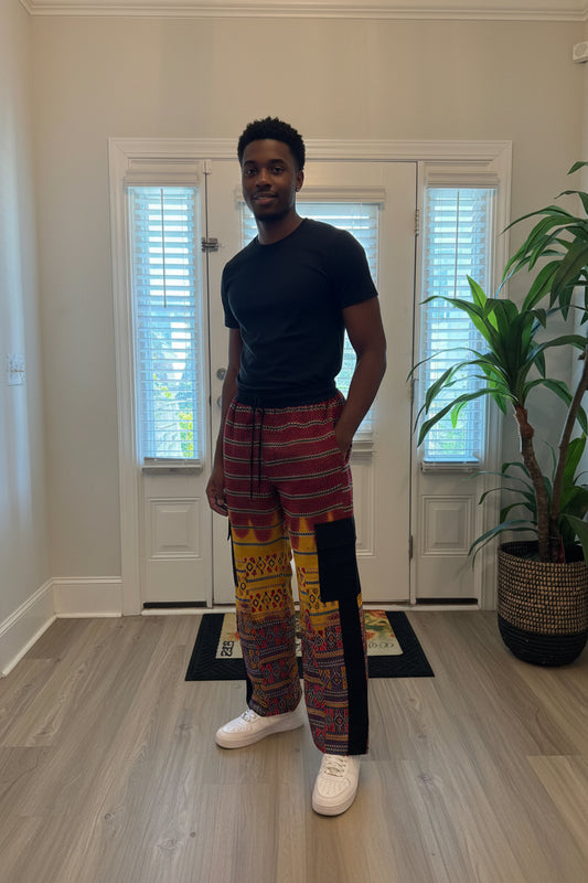 African Ankara Wax Prints  Double Pockets Cargo Pants/Bottom for Men