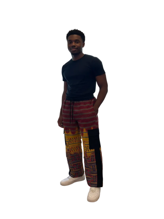 African Ankara Wax Prints  Double Pockets Cargo Pants/Bottom for Men