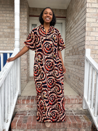 Modern African Ankara Wax Print Hoodie Dress with Glittery stone Embellishments