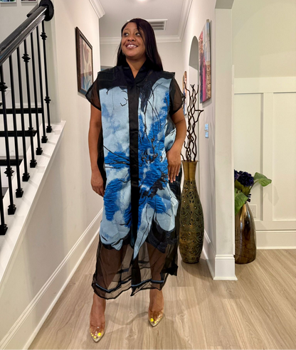 Luxury African Modern European Organza Brocade Bubu/Boubou Maxi Dress with Inner wear