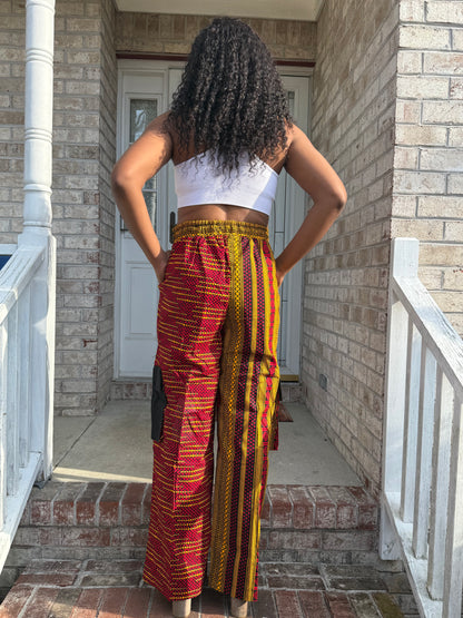 African Ankara Wax Print Double Pattern Cargo/Palazzo Pants/Bottom