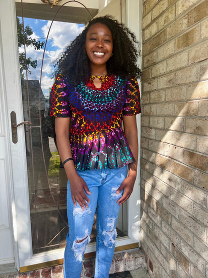 African Prints Ankara Fitted Tops/Blouse Afro American Outfits
