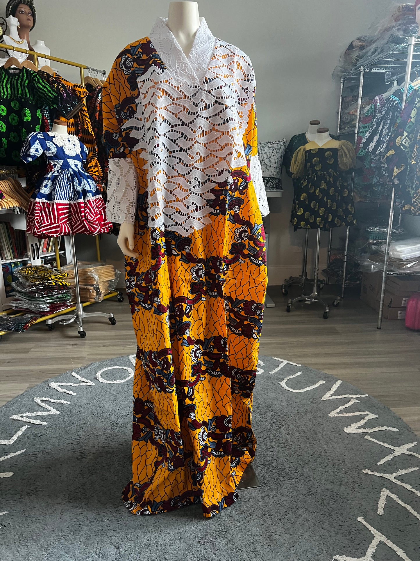 Afro Mixed Fabric Pattern Dress
