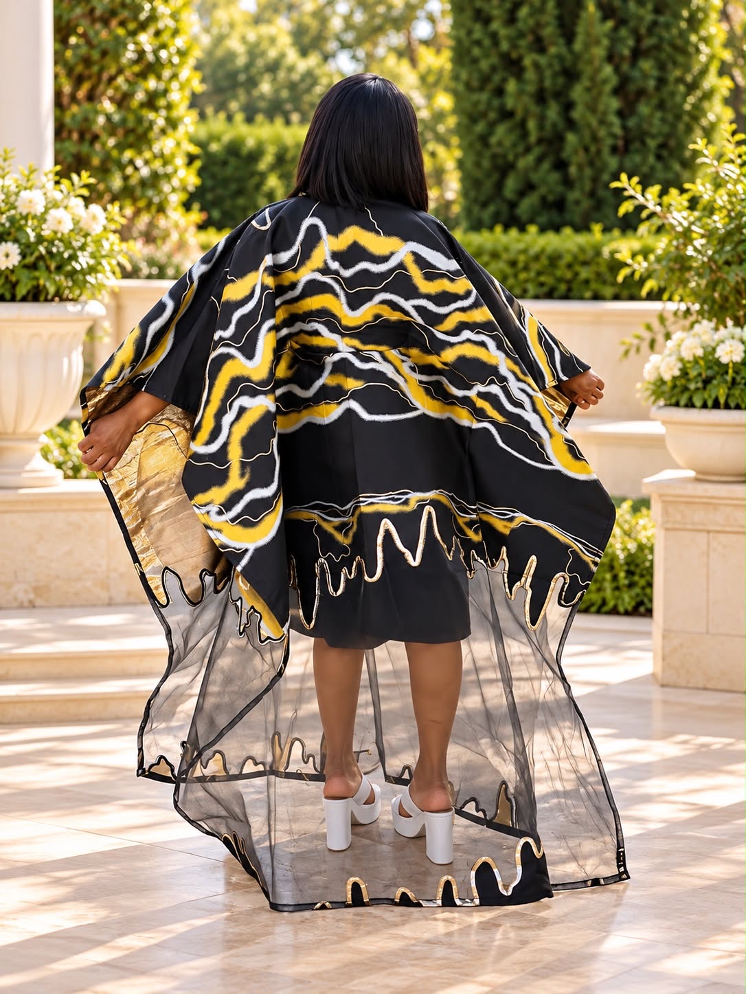 Modern Organza Damask Brocade Maxi Boubou Dress