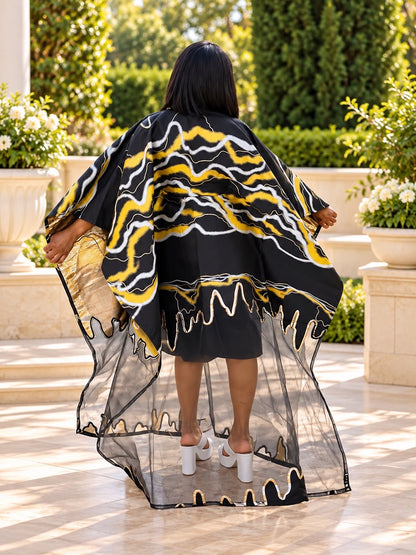 Modern Organza Damask Brocade Maxi Boubou Dress