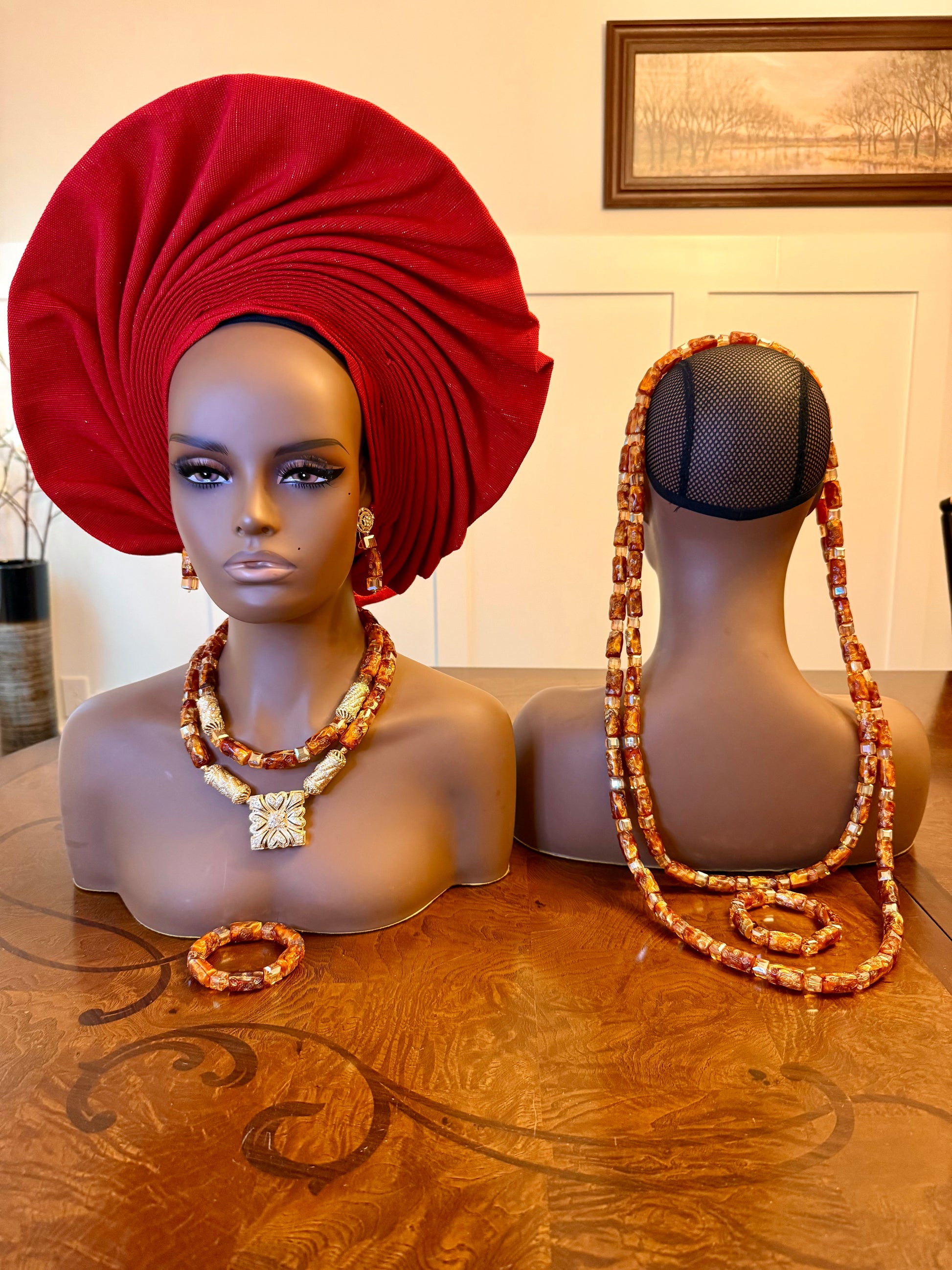 African Traditional Handmade Beads Set for Bride and Groom Afro American Outfits