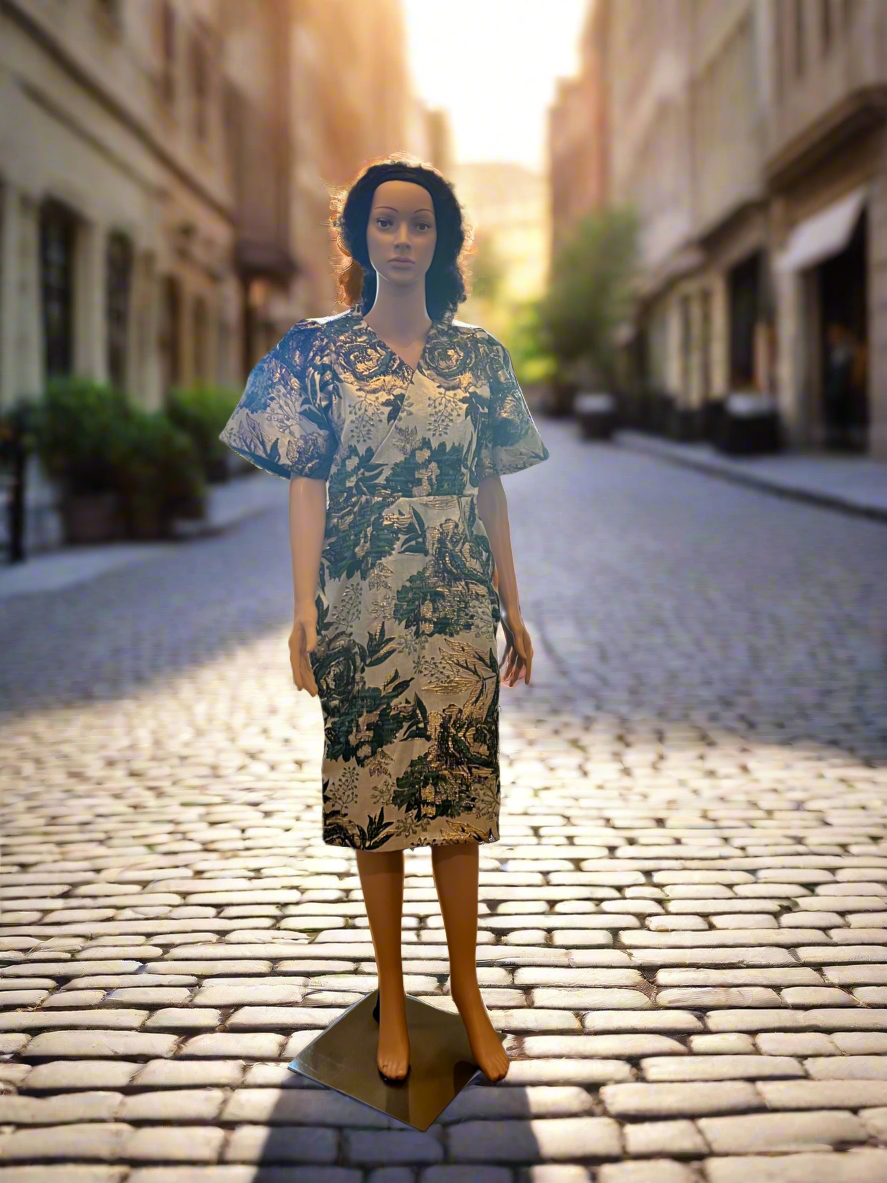 Afro Leah Damask Brocade Dress