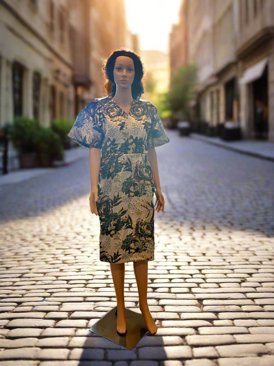 Afro Leah Damask Brocade Dress