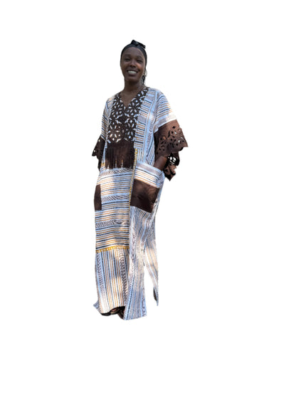 Special African Traditional Woven Aso-Oke/Kente Boubou Maxi Dress