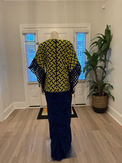 African Ankara Wax Print Basket Sleeve Dress