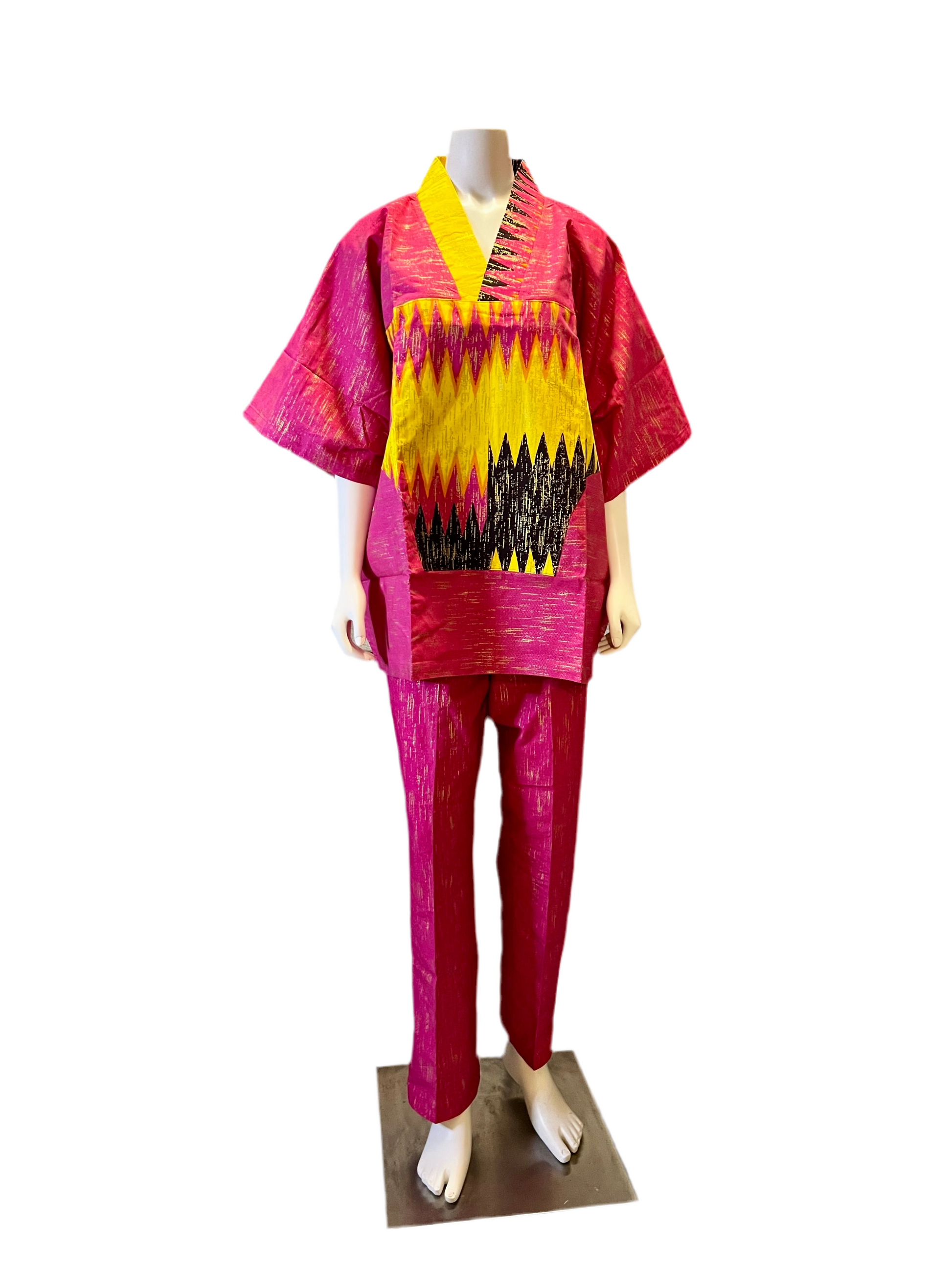 Afro Kente Gold Buga Pant Set Afro American Outfits