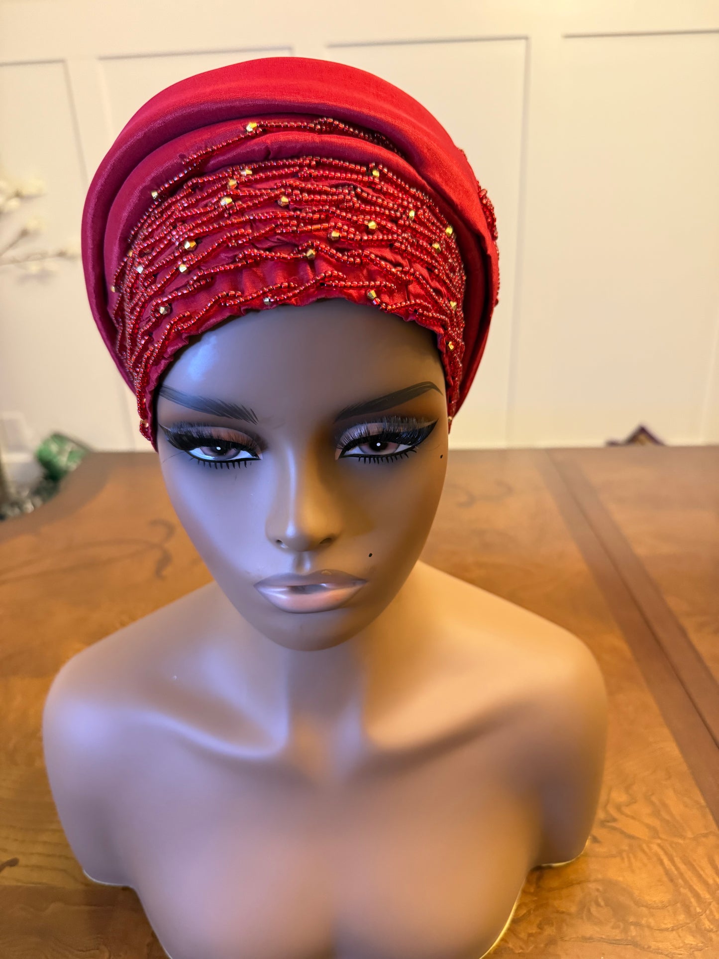 African 2/3 in 1p Hand Beaded luxury Turban