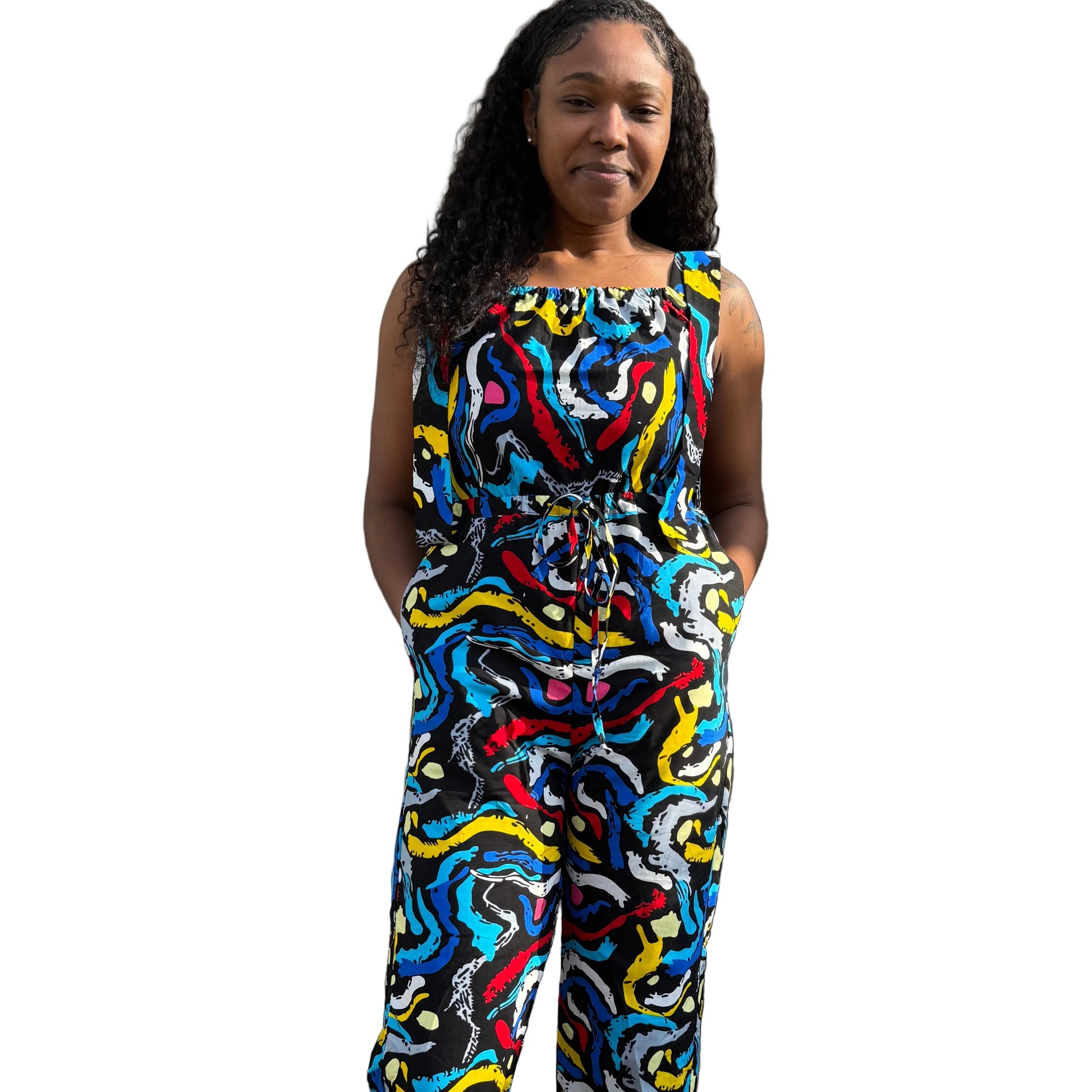 African Ankara Wax Print Afro Zina Jumpsuit Afro American Outfits