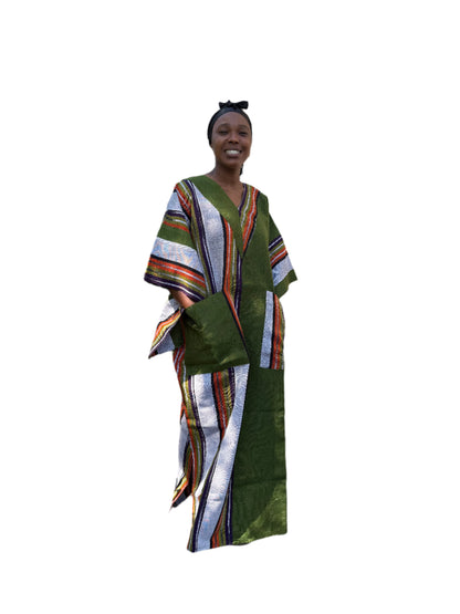 Special African Traditional Woven Aso-Oke/Kente Bubu Maxi Dress