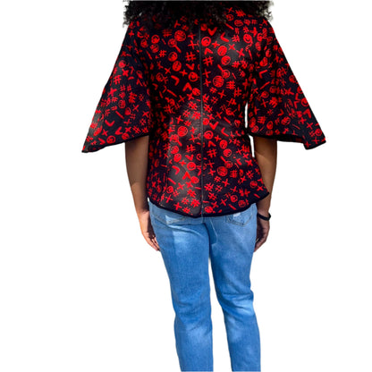 African Prints Ankara Fitted Tops/Blouse Afro American Outfits